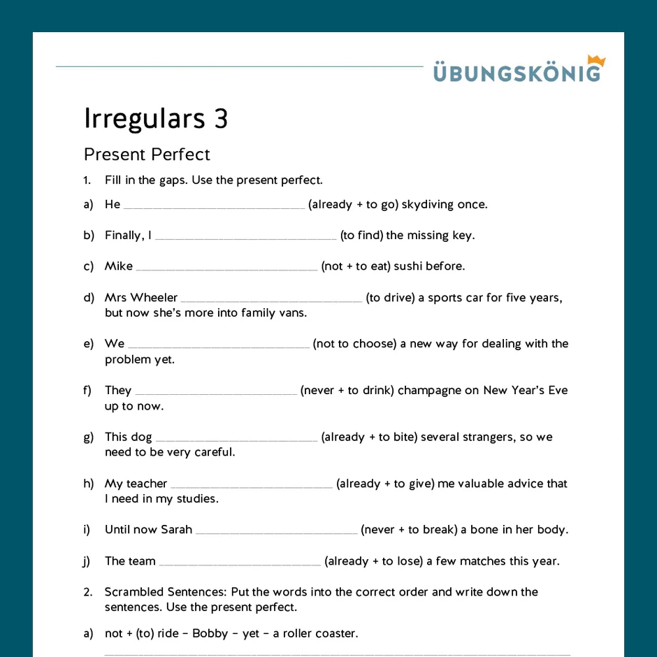 K nigspaket Irregular Verbs Gemischte bungen Englisch 6 Klasse Inklusive Test K nigspaket Irregular Verbs Gemischte bungen Englisch 6 Klasse Inklusive Test