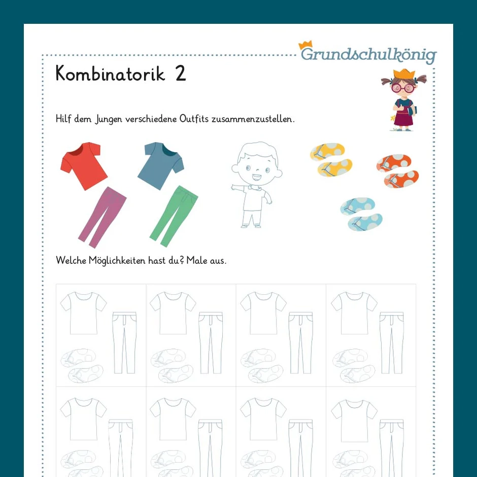 Mathe 4. Klasse Kombinieren Arbeitsblätter