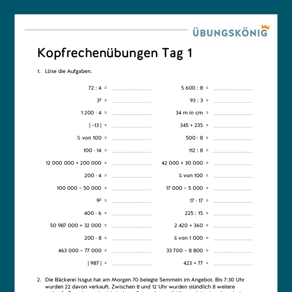 K nigspaket Kopfrechnen Mathe 5 Klasse Inklusive Test
