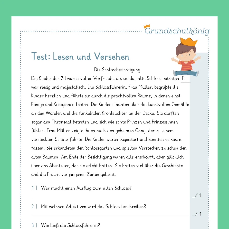 K nigspaket Lesen Und Verstehen Deutsch 2 Klasse Inklusive Test