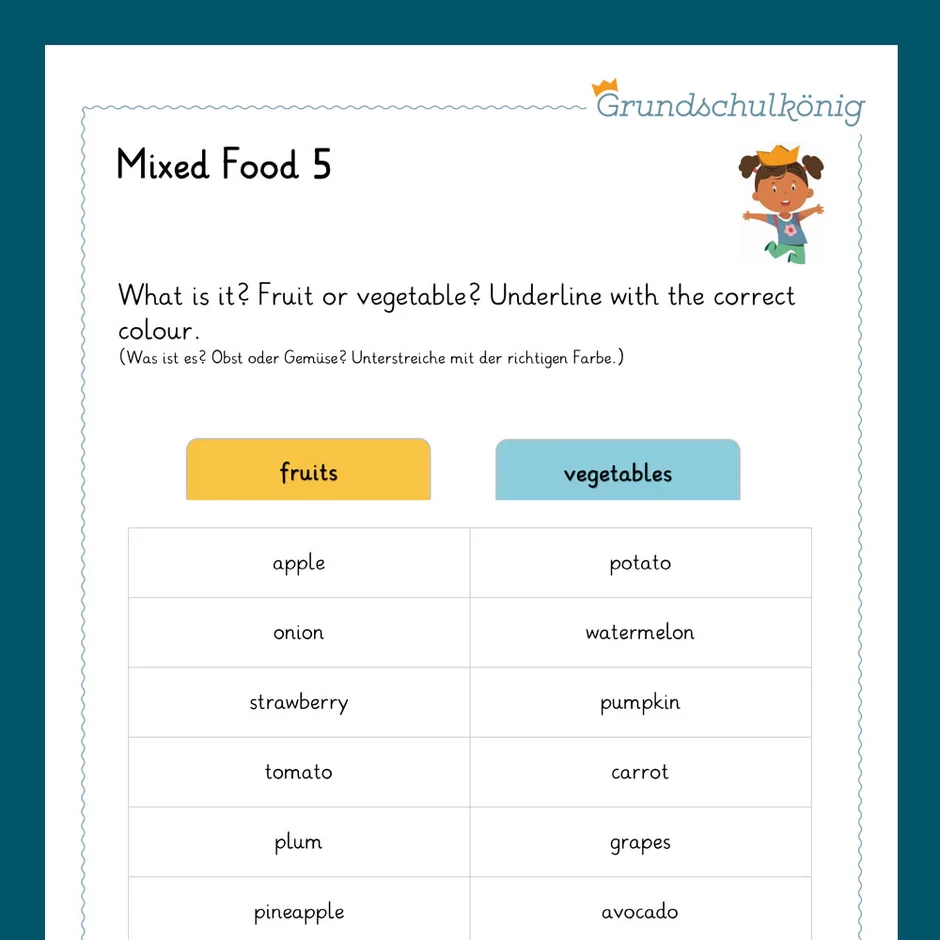 K nigspaket Mixed Food Englisch 3 4 Klasse K nigspaket Mixed Food Englisch 3 4 Klasse