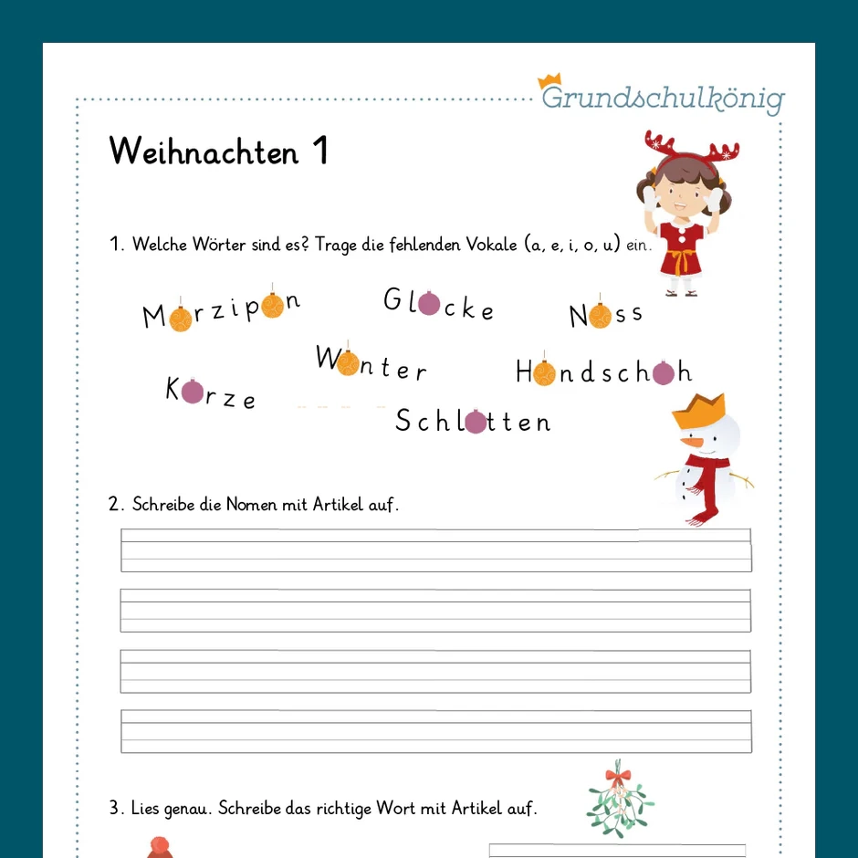 K nigspaket Weihnachten Winter Deutsch 1 Klasse 