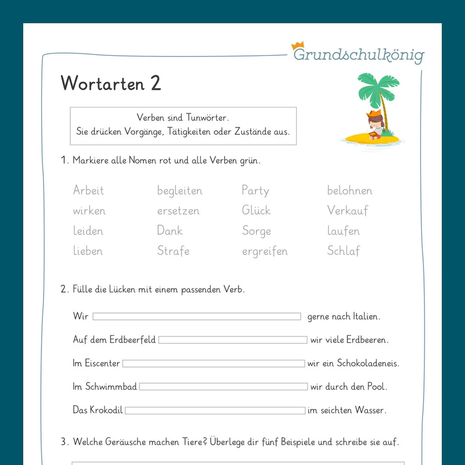 3. Klasse Arbeitsblätter Deutsch