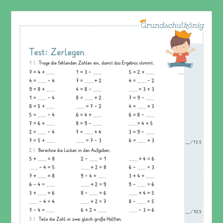K nigspaket Zerlegen Im Zahlenraum 10 Mathe 1 Klasse Inklusive Test