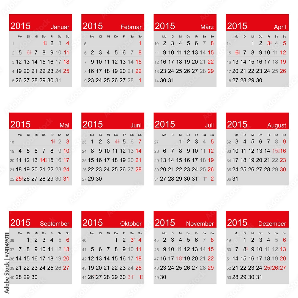 Kalender 2015 Stock Vector Adobe Stock