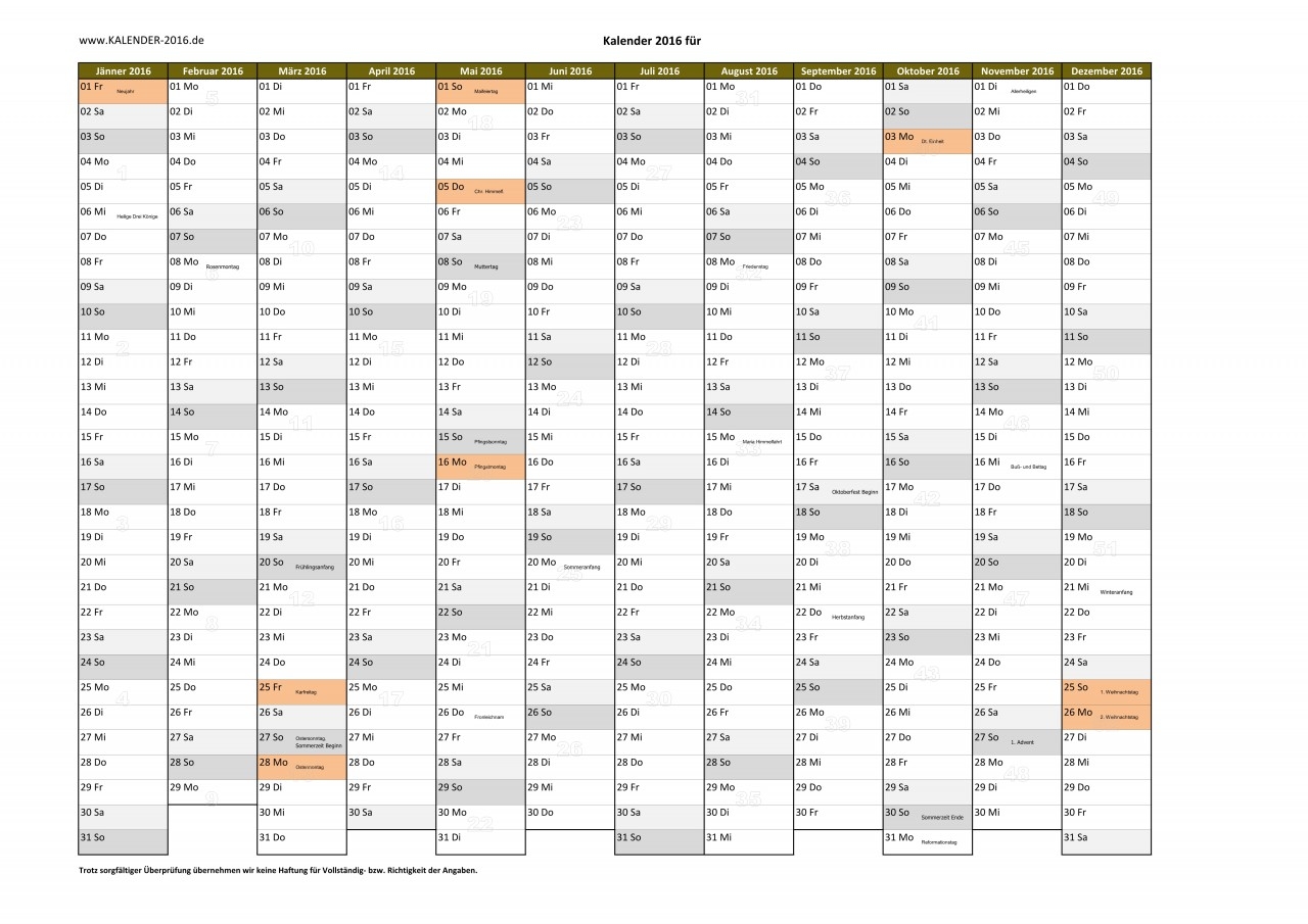KALENDER 2016 Zum Ausdrucken PDF Vorlagen KALENDER 2016 Zum Ausdrucken PDF Vorlagen