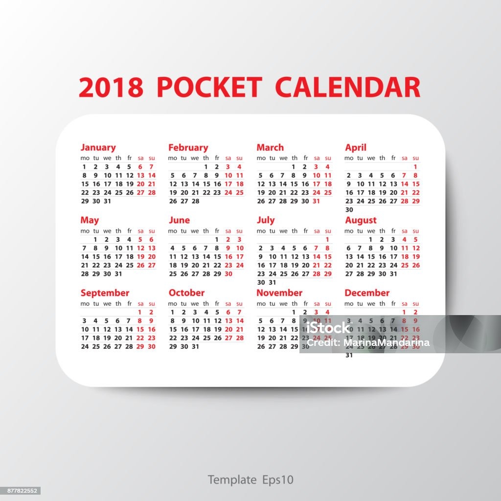 Kalender 2018 Jahr Vektor Entwurfsvorlage Mit Wochennummern Und Monate Stock Vektor Art Und Mehr Bilder Von 2018 IStock