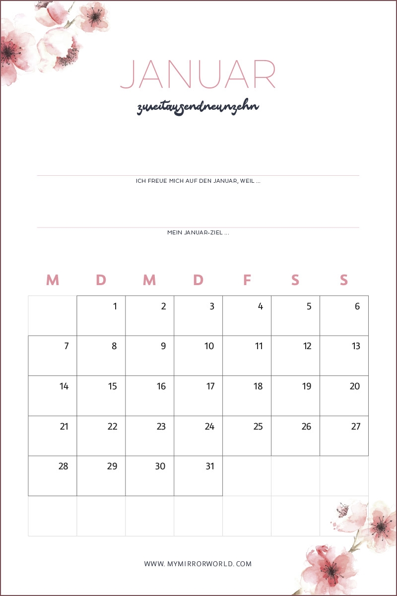 Kalender 2019 Zum Ausdrucken Inkl Anleitung F r Mehr Achtsamkeit My Mirror World