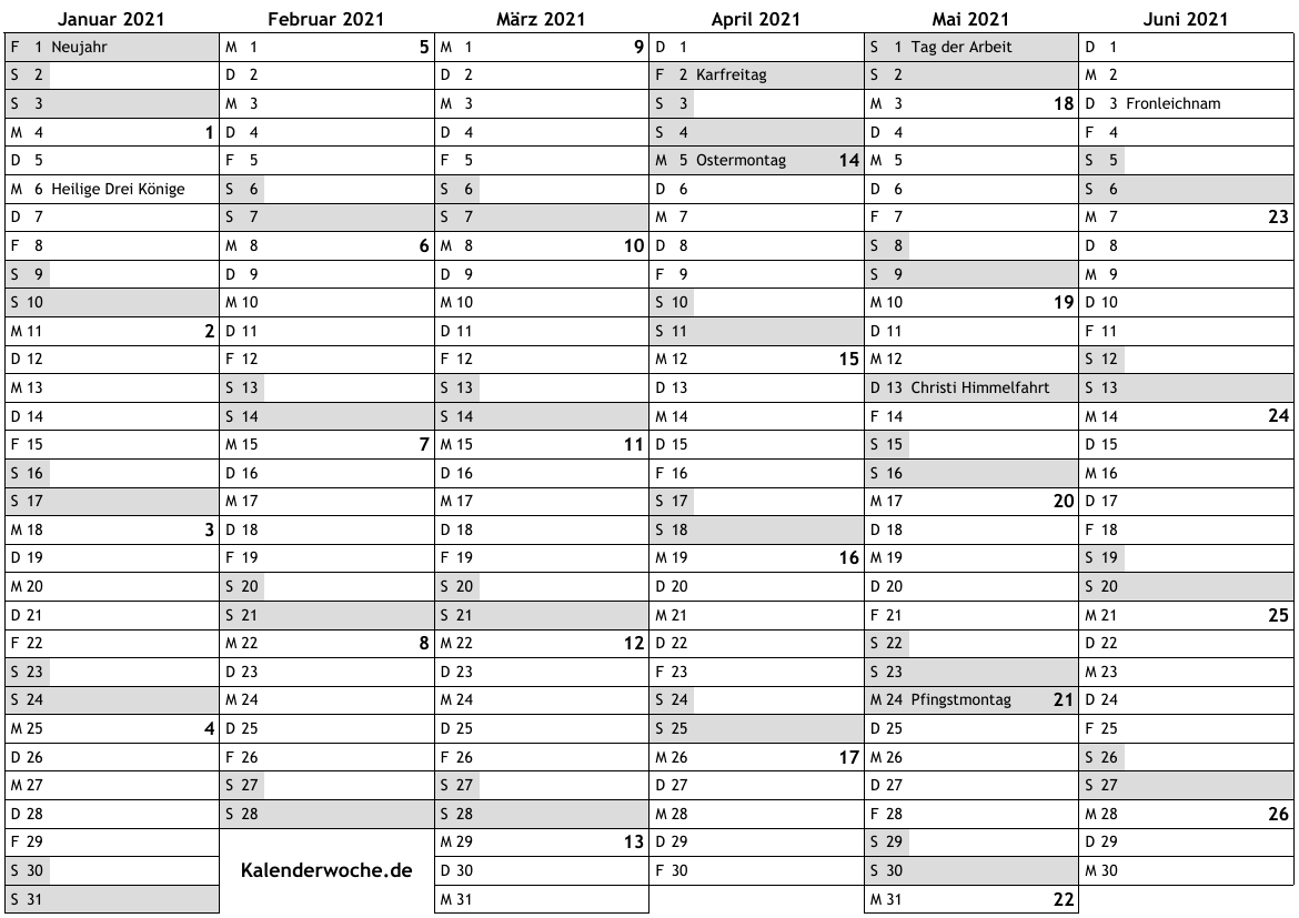 Kalender MIT Kalendweoche