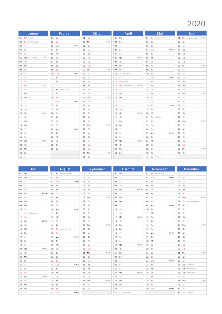 Kalender MIT kW