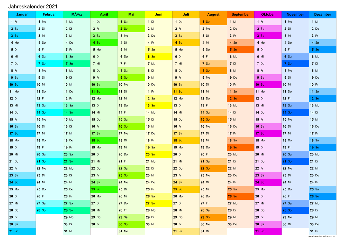 Kalender 2021 Zum Ausdrucken