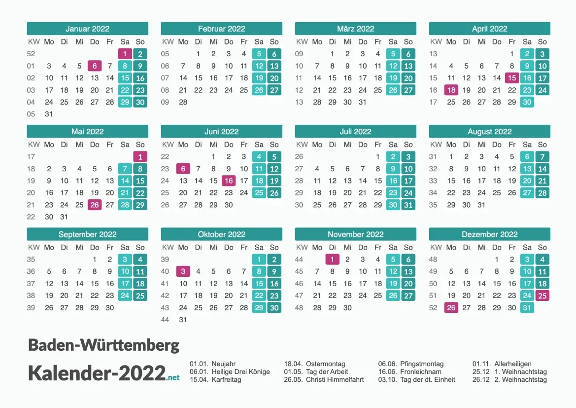 Kalender 2022 Baden W rttemberg
