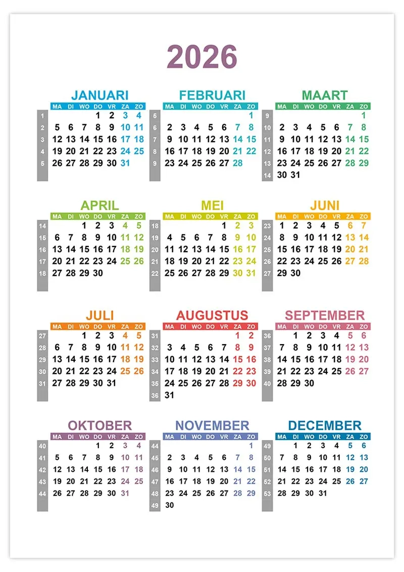 Kalender 2022 Met Weeknummers Kalende ru