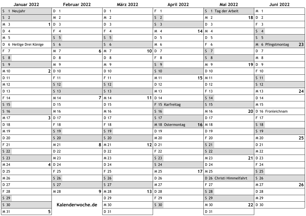 Kalender 2022 Mit Kalenderwochen Und Feiertagen In Deutschland Online Wochenkalender Mit Kw Kostenlos Jahreskalender Wochen Download PDF A4 Drucken