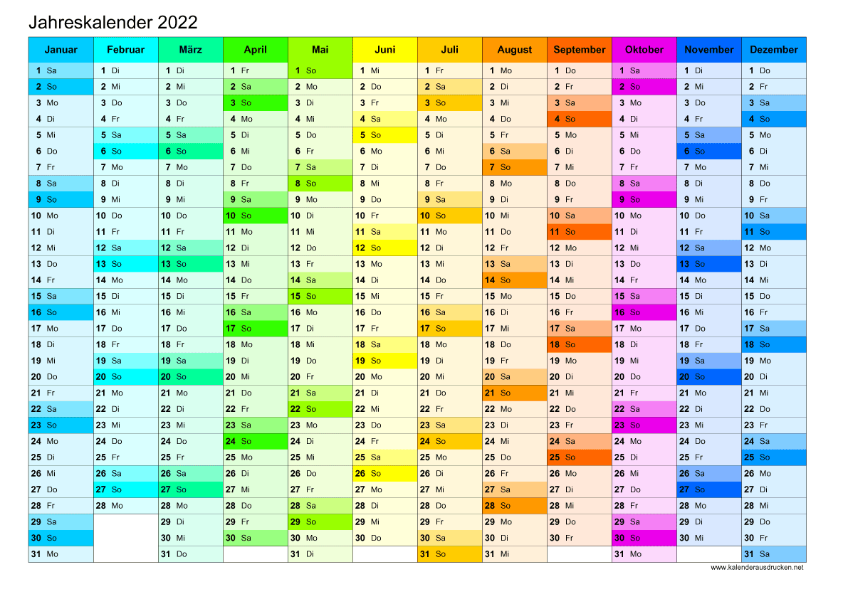 Kalender 2022 Zum Ausdrucken