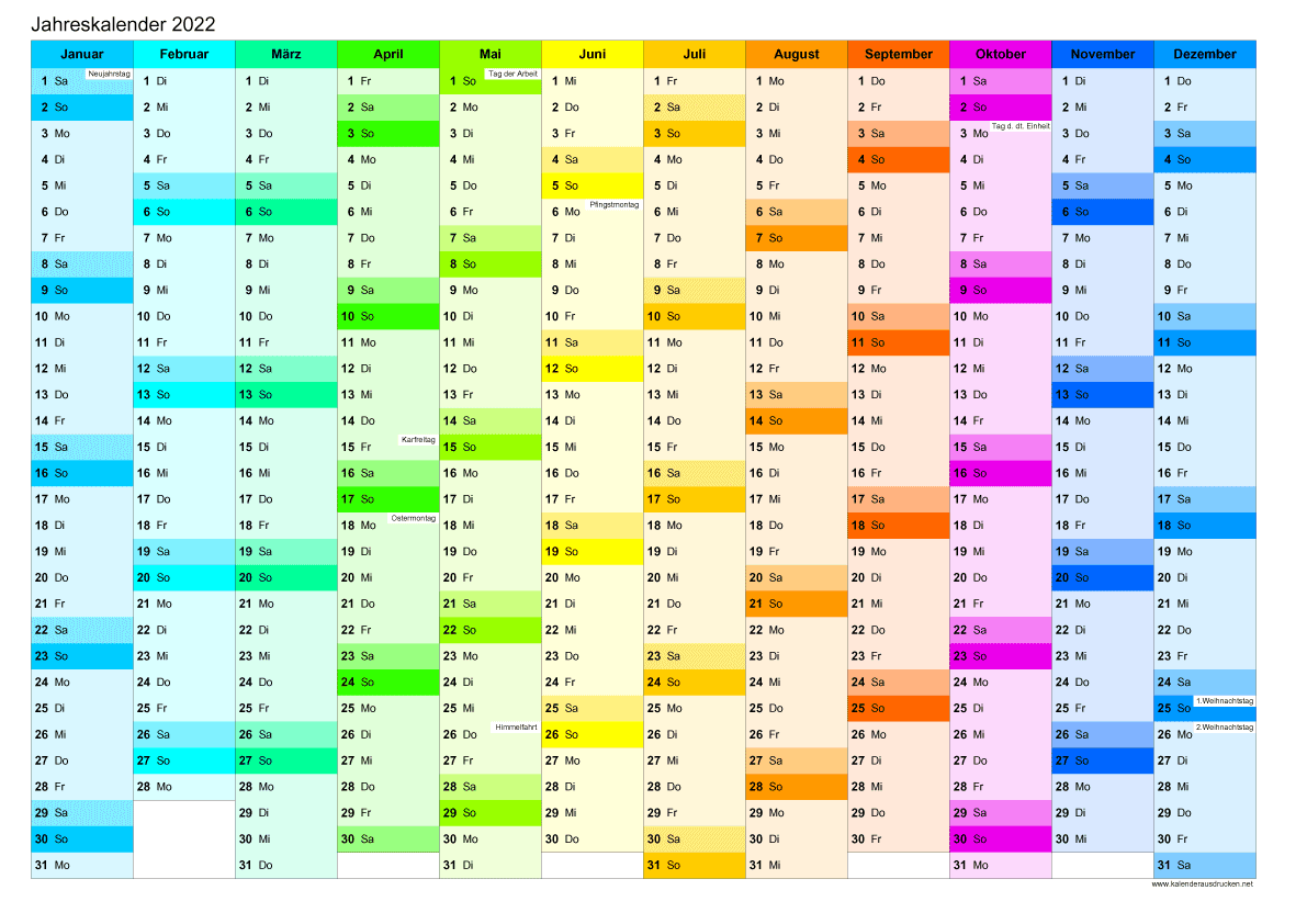 Kalender 2022 Zum Ausdrucken