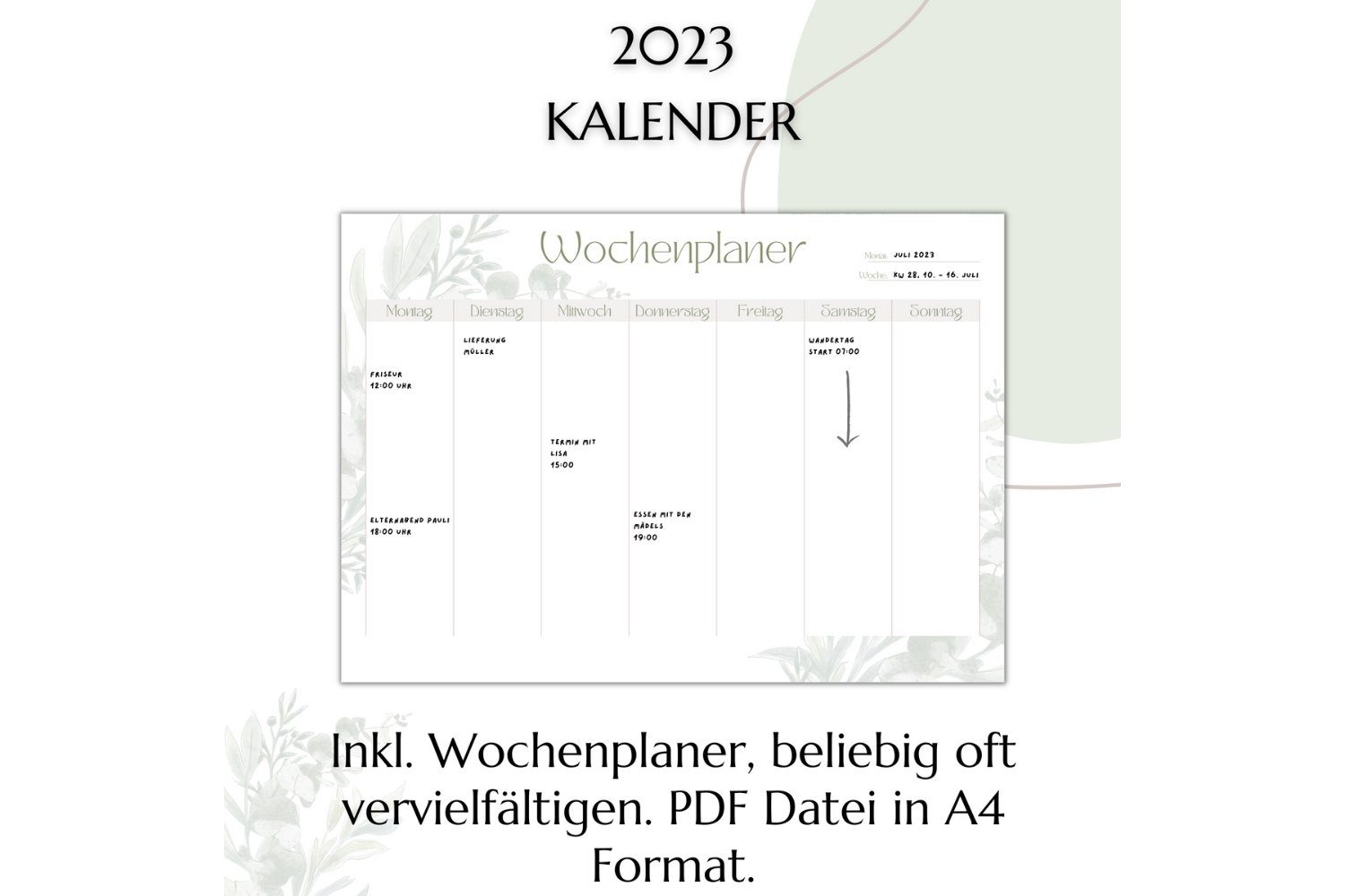 Kalender 2023 Monatskalender Und Tagesplaner 2289286 