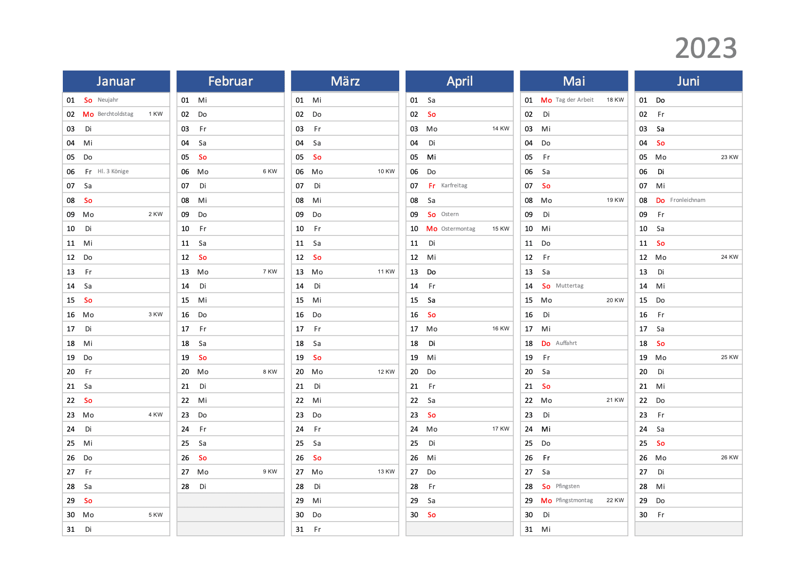 Kalender 2023 Schweiz Excel PDF Schweiz Kalender ch