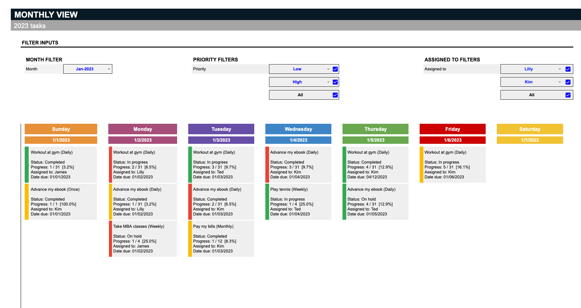 Excel Kalender Arbeitsliste