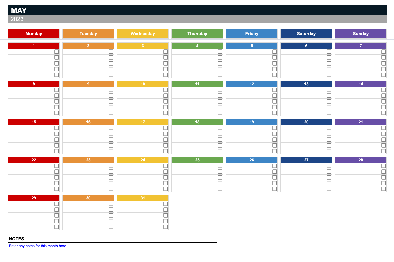 Jahreskalender 2023 Zum Bearbeiten Kostenlos Excel