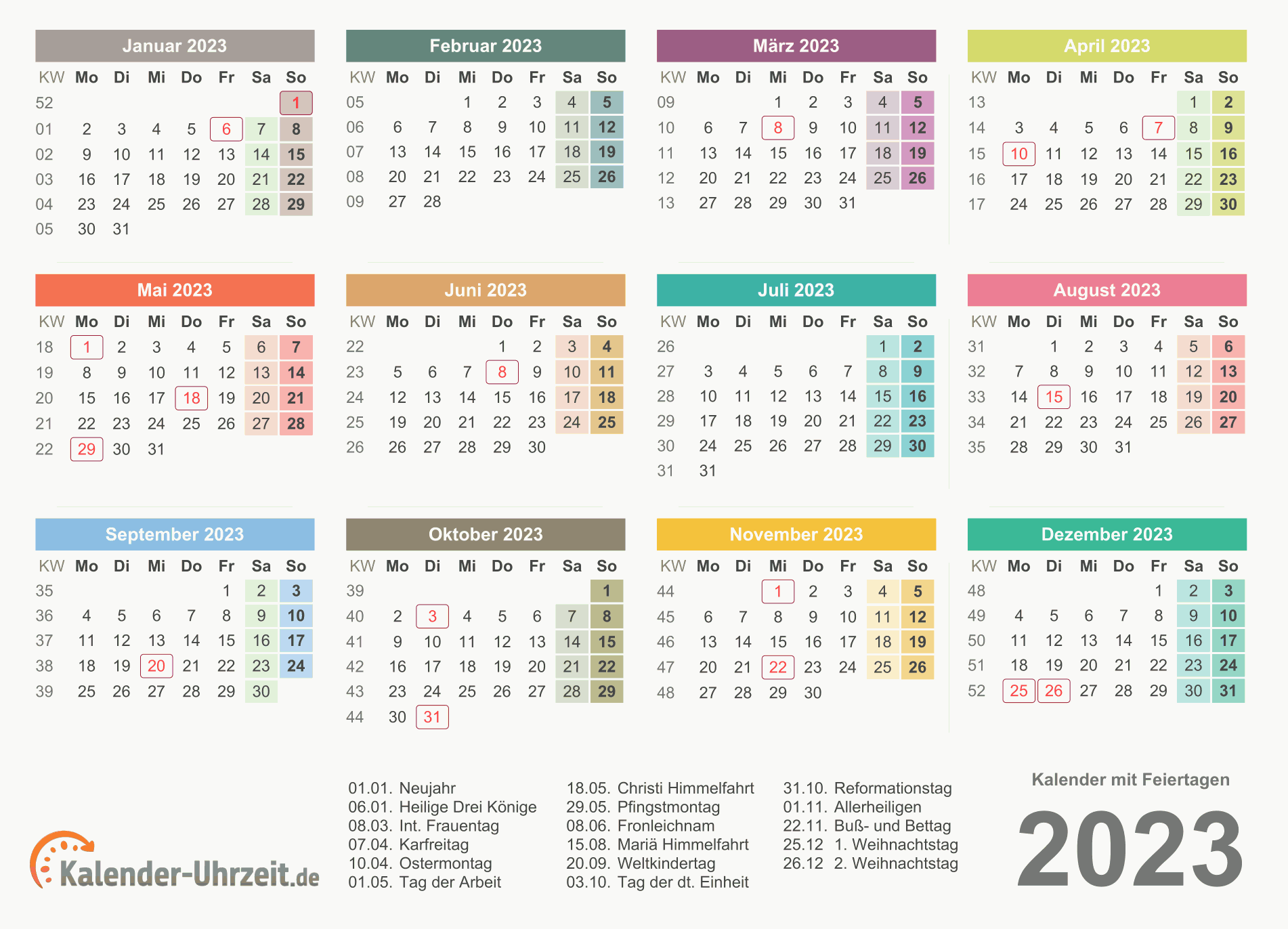 KALENDER 2023 ZUM AUSDRUCKEN KOSTENLOS