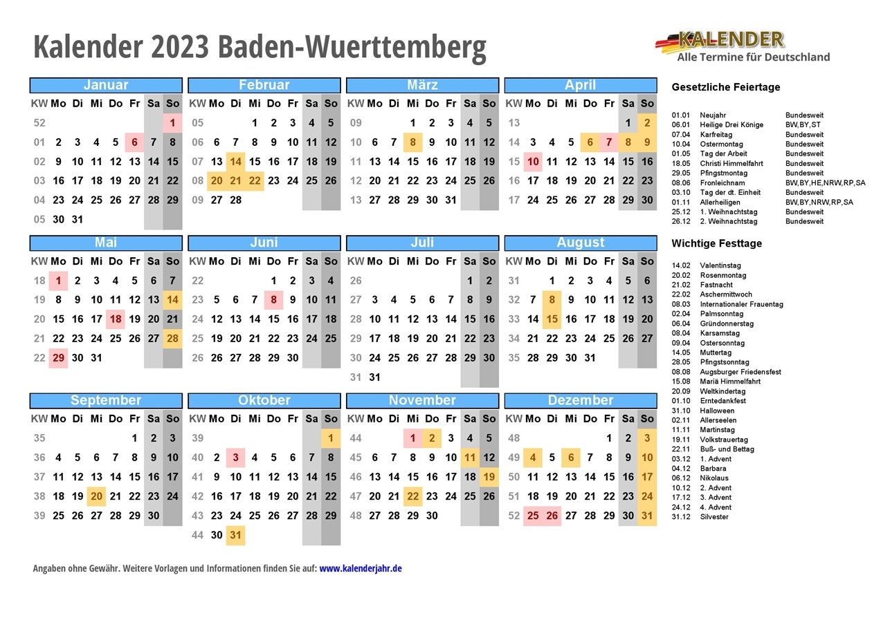 Kalender 2023 Zum Ausdrucken PDF