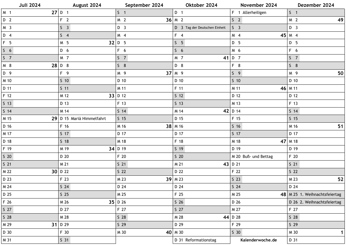 Kalender 2024 2 H lfte