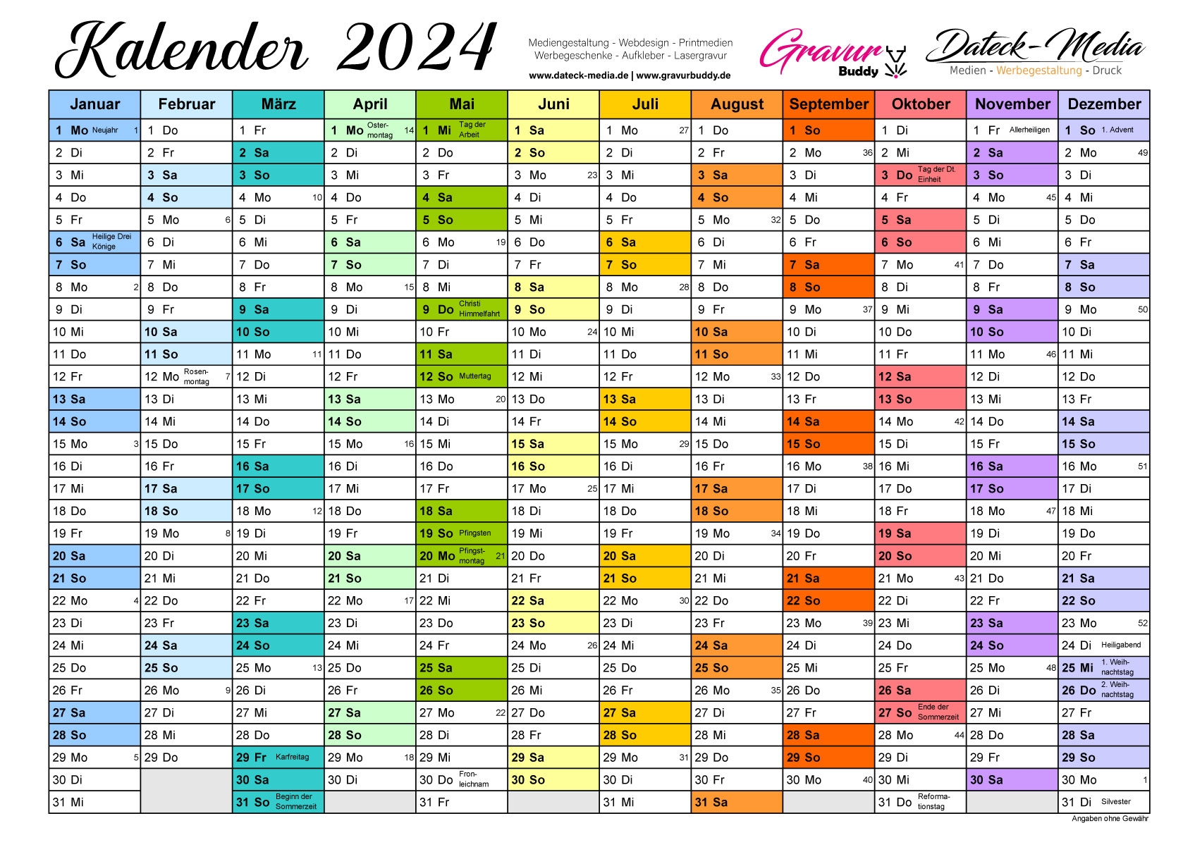 Kalender 2024 Als PDF Dateck Media