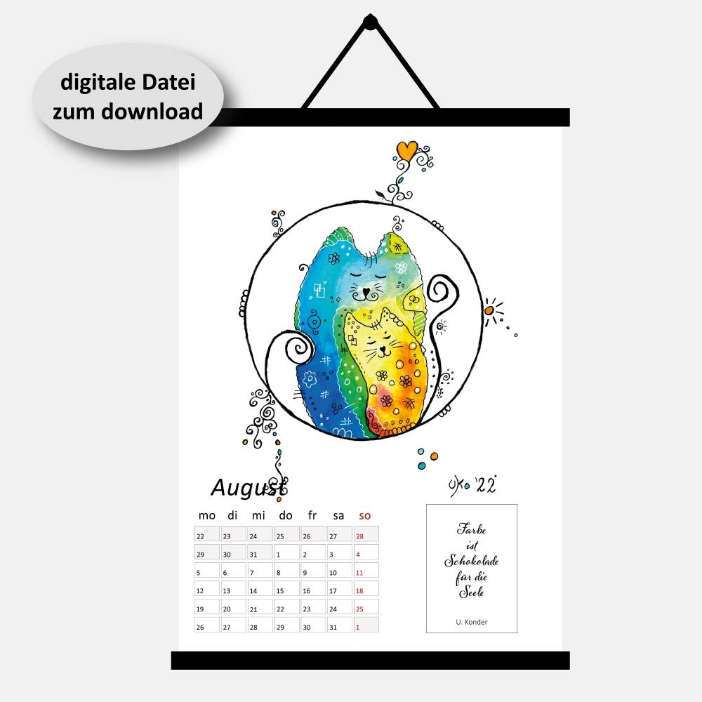 Kalender 2024 Funny Art Zum Ausdruck Monatskalender Din A5 A4 Digitale Datei Zum Download