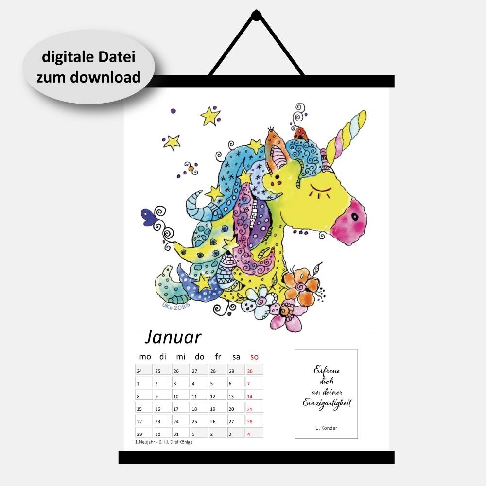 Kalender 2024 Funny Art Zum Ausdruck Monatskalender Din A5 A4 Digitale Datei Zum Download