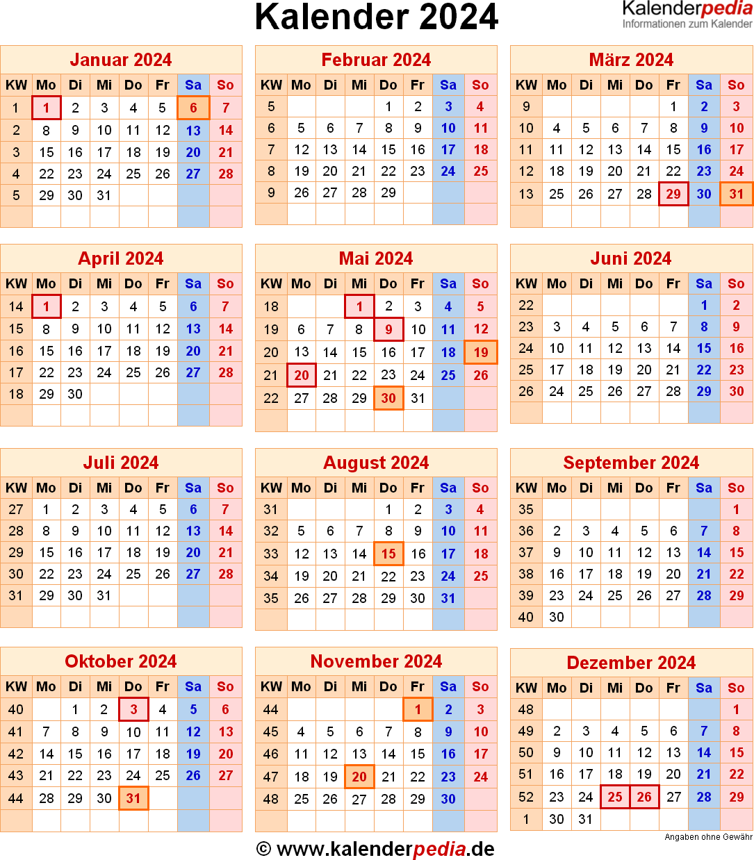 Kalender 2024 Online Zum Ausdrucken