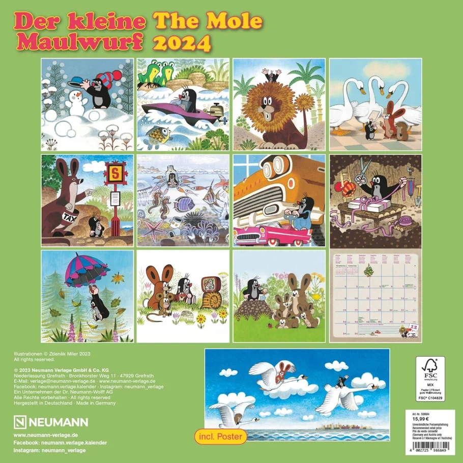 Kalender 2024 The Mole 30x30cm Veggkalender 30x30 serien Norli Bokhandel