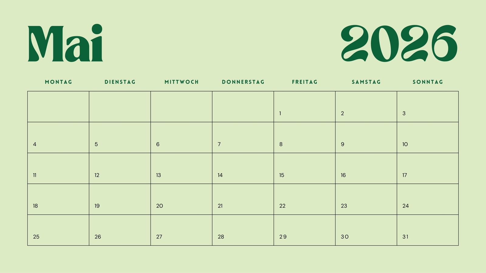 Kalender Jahresüberblick Wochenendenen