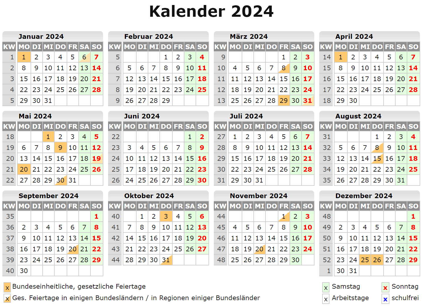 kalender 2024 zum ausdrucken kostenlos