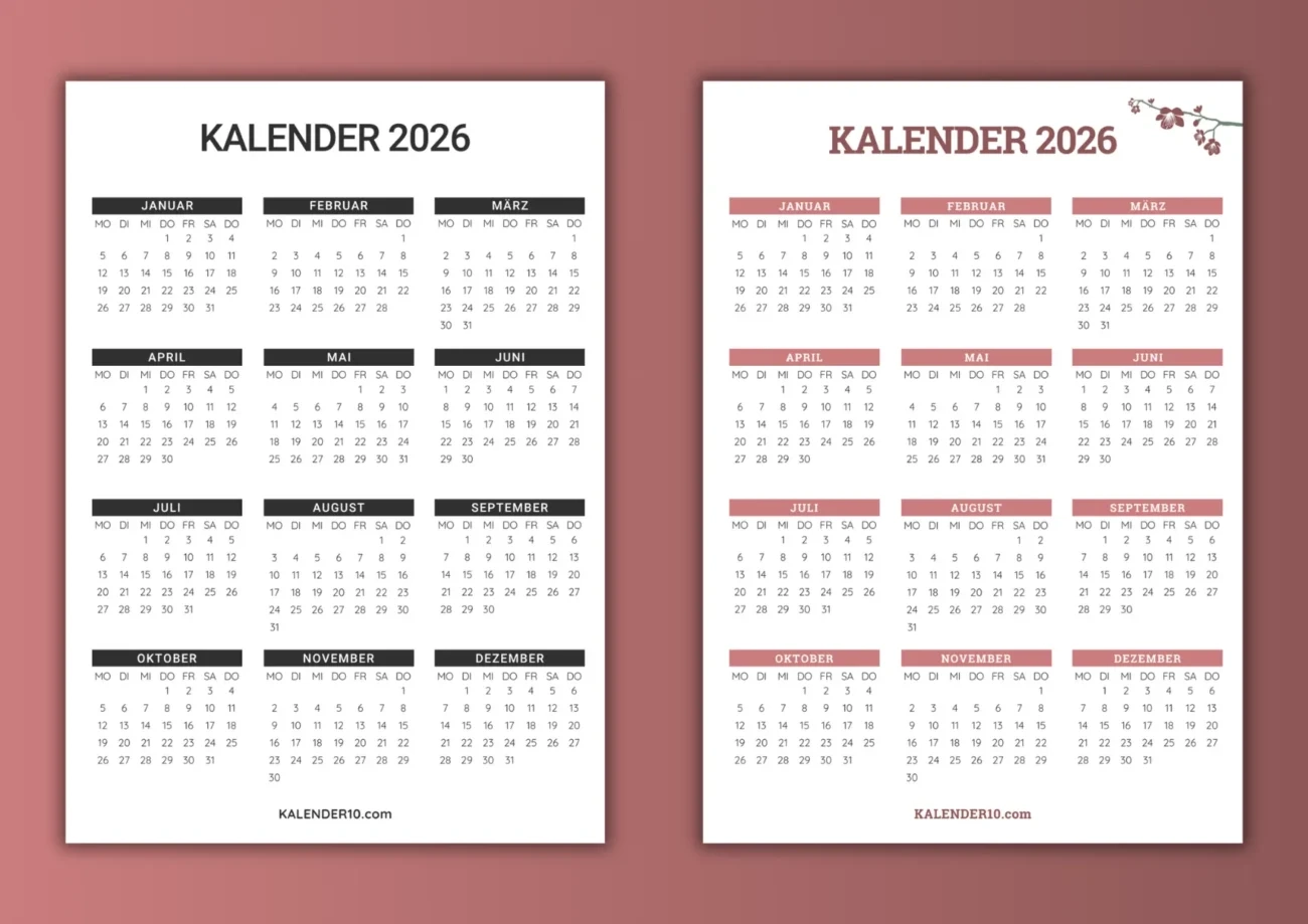 Kalender 2025 2026 Zum Ausdrucken Kostenlose PDF Kalender Planer