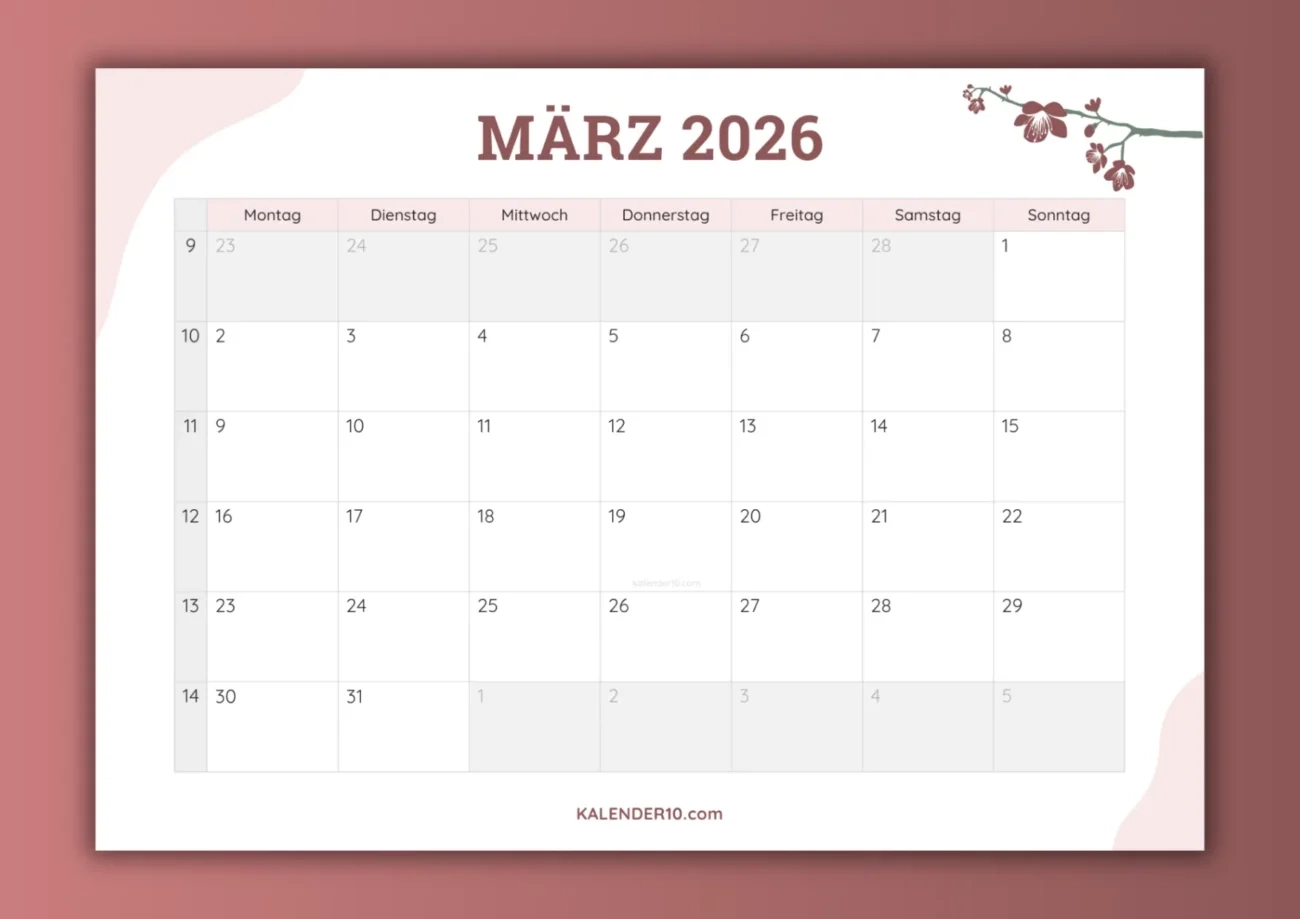 Kalender März Ausdrucken