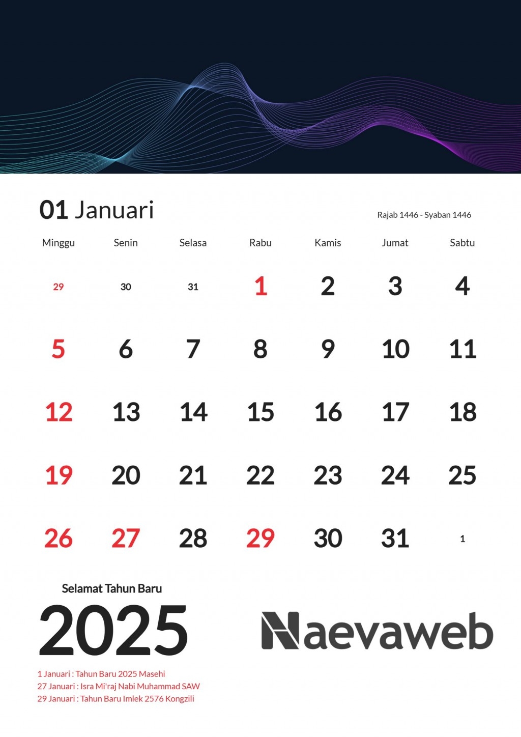 Kalender 2025 A4 Dengan Gambar