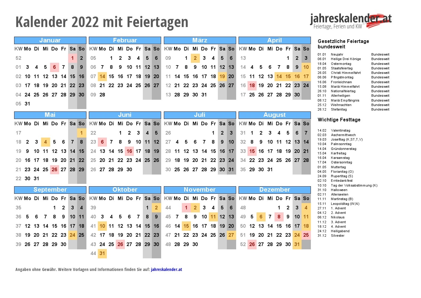 Kalender 2025 Ausdrucken PDF sterreich