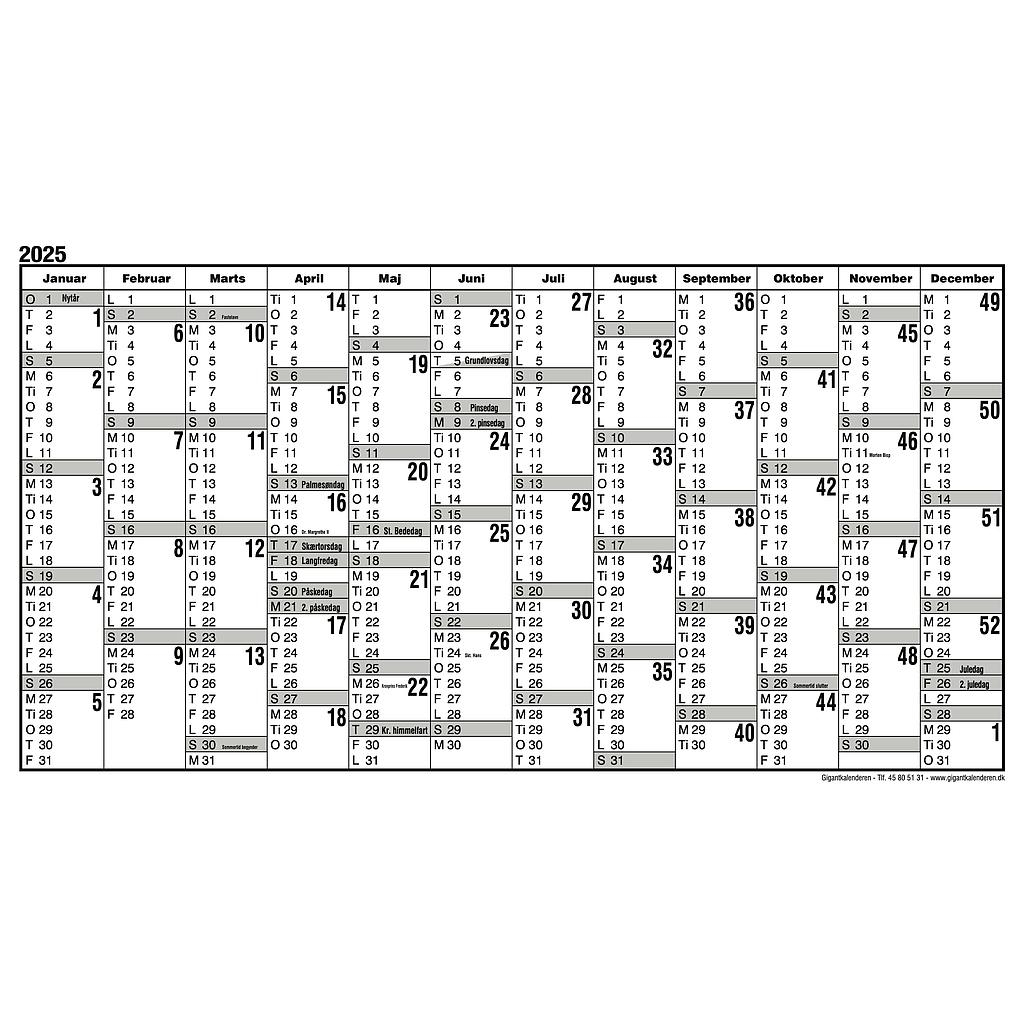 Kalender Med Uge 2025