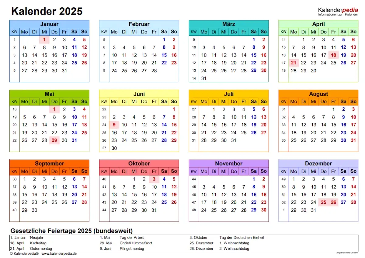Kalender 2025 Gratis Zum Ausdrucken In Allen Formaten PC WELT