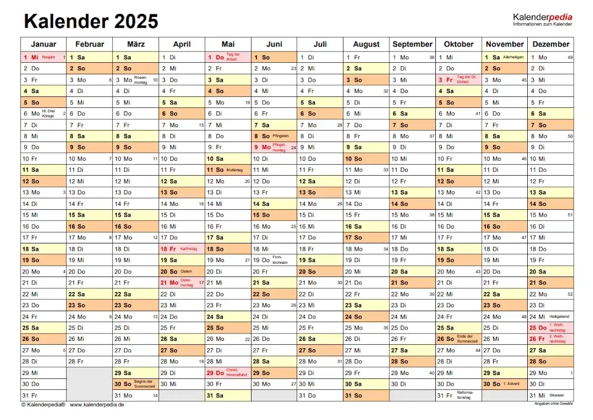 Kalender 2025 Gratis Zum Ausdrucken In Allen Formaten PC WELT