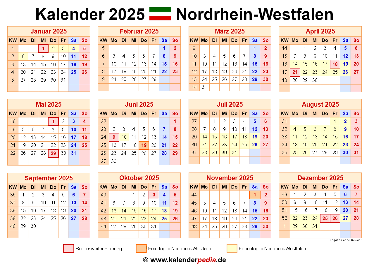 Ferienkalender 2025 NRW PDF