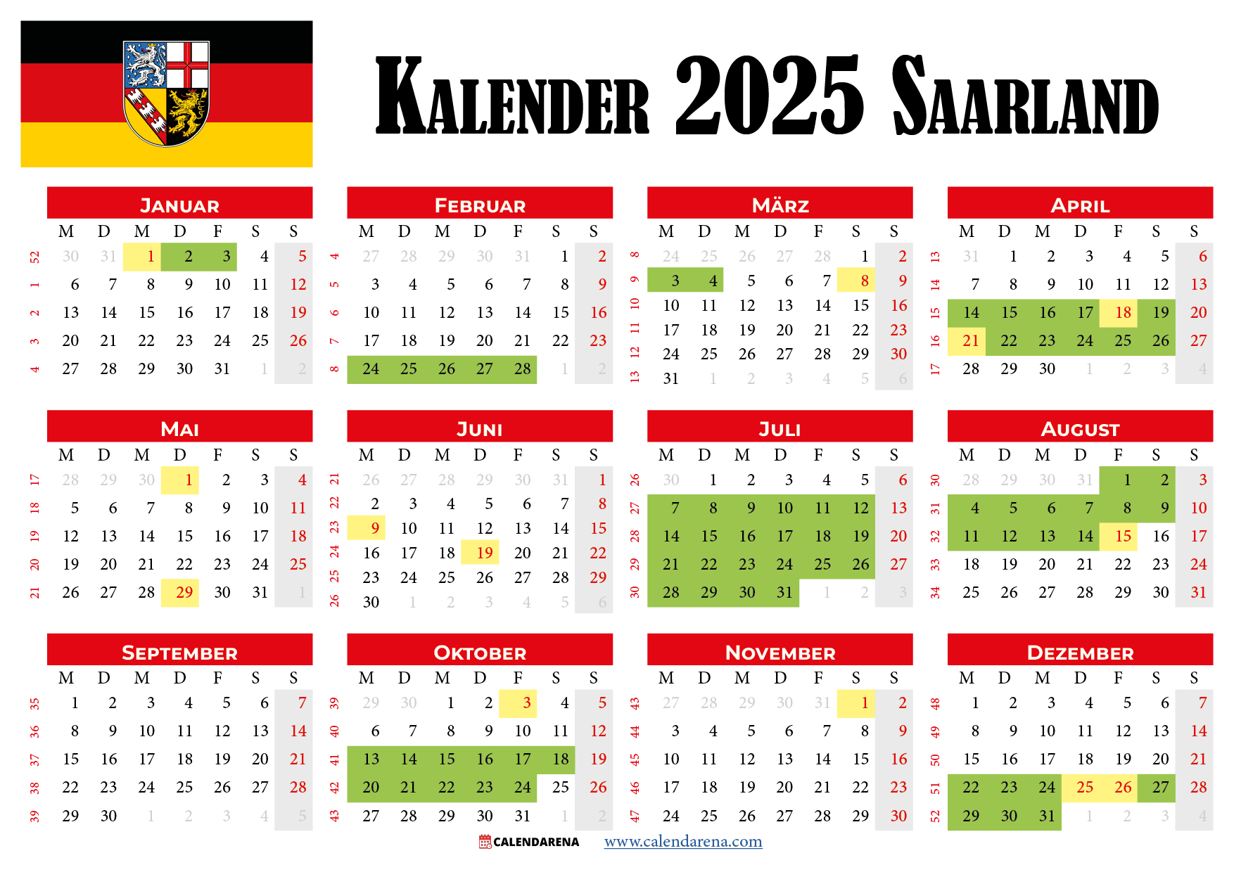 Kalender 2025 Saarland Planen Sie Ihren Urlaub Im Voraus