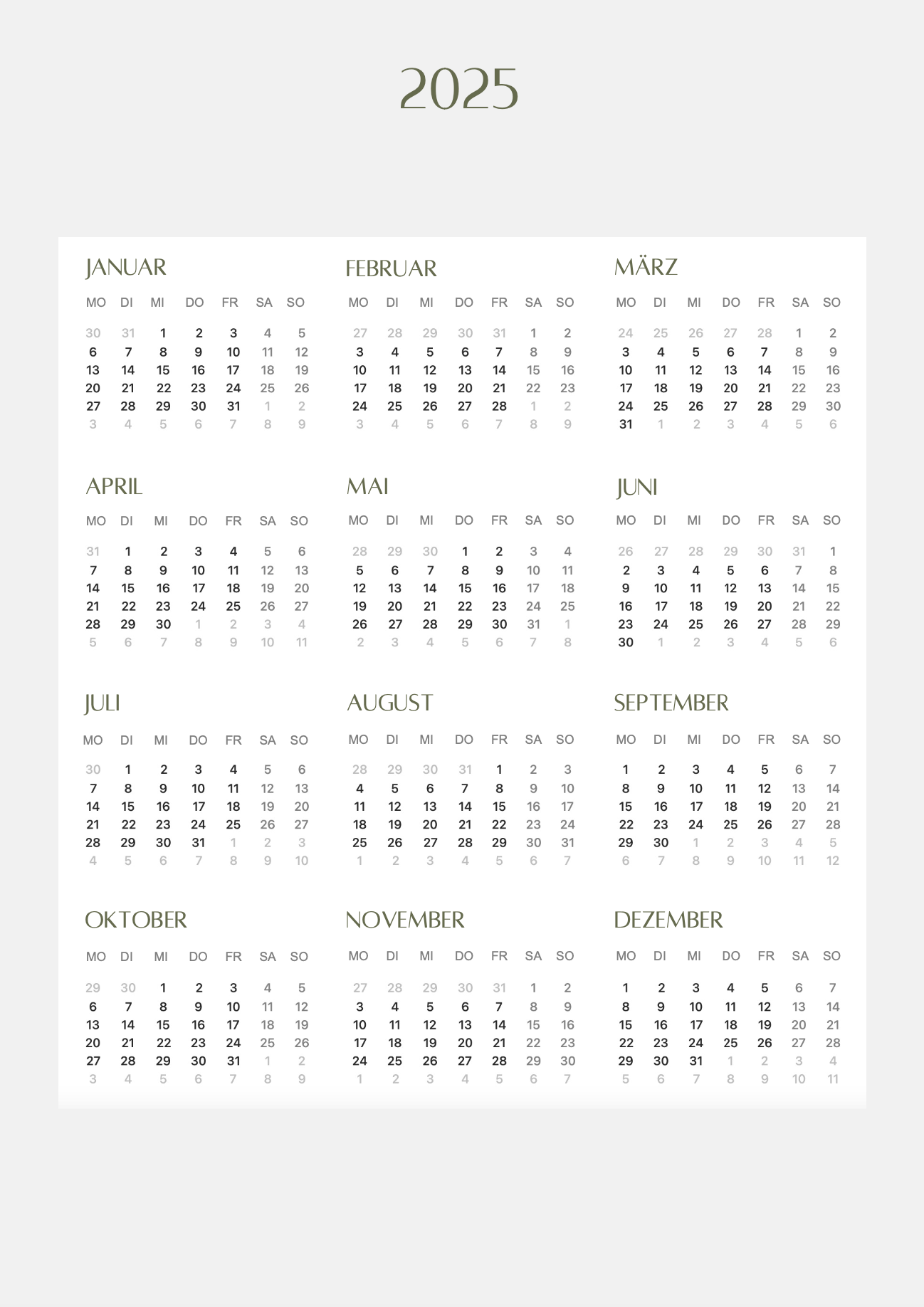 Kalender 2025 SK Unique Design