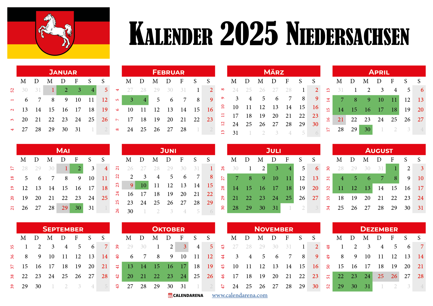 Kalender 2025 Und Ferien In Niedersachsen Planen Sie Ihren Urlaub Im Voraus
