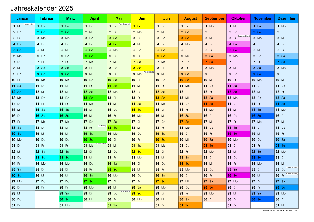 Calendar 2025 Zum Drucken Kostenlose