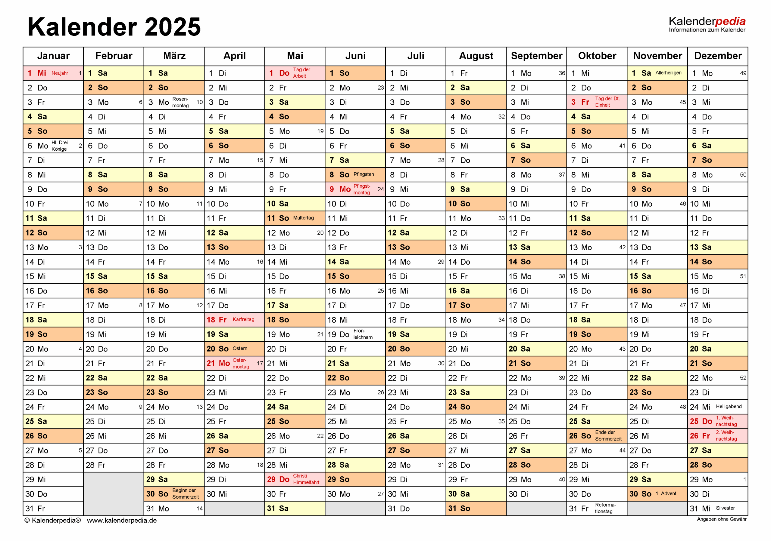 Kalender 2025 Zum Ausdrucken Als PDF 20 Vorlagen Kostenlos 