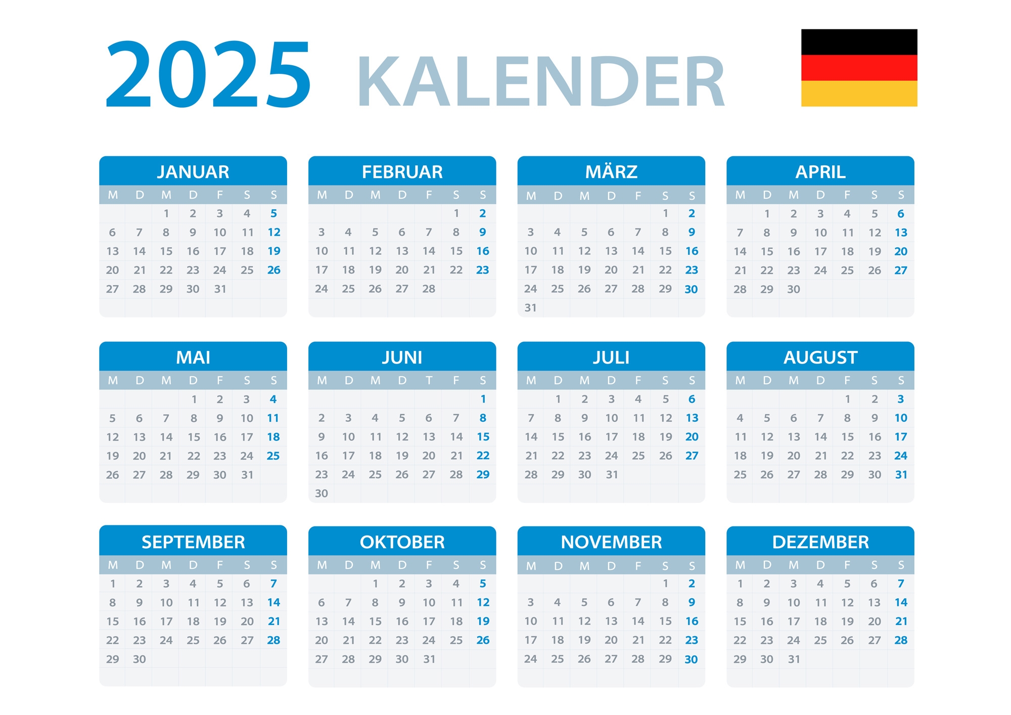 Kalender 2025 PDF Kostenlos