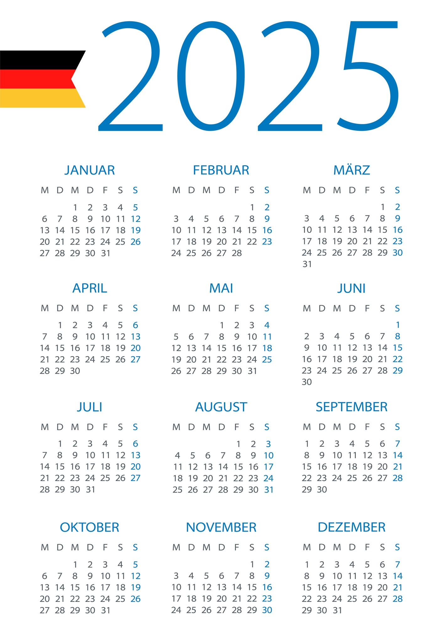 Kalenderpedia 2025 Zum Ausdrucken Kostenlos