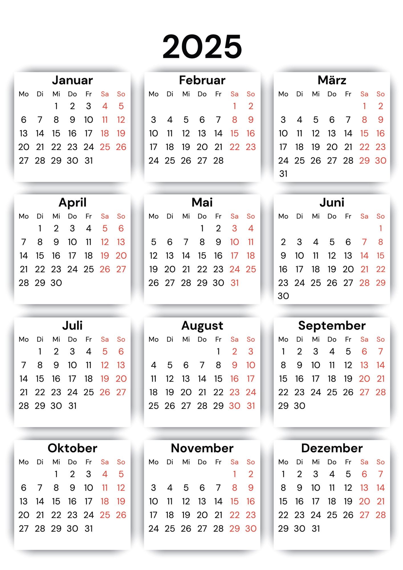 Kalender 2025 Zum Ausdrucken Als PDF DIN A4 
